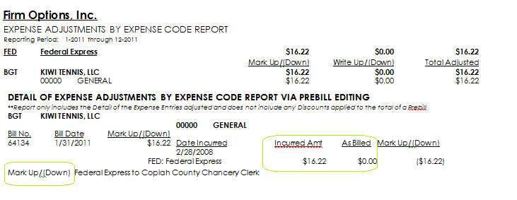 Expense Adjustments - Detail Report